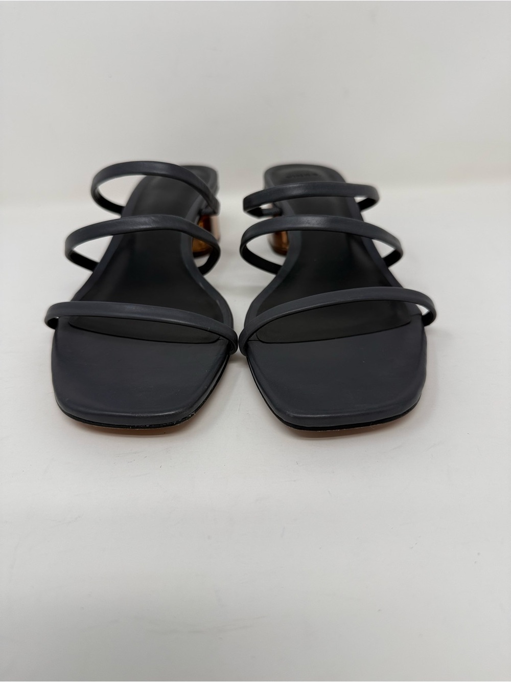 New Vince Palm Springs Leather Heeled Sandal In Iris Slate Sz 7.5 - Picture 10 of 14